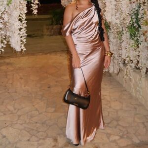 Elegant One-Shoulder Satin Gown